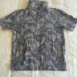 Travis Mathew Gray Polo with Navy Leaf Print